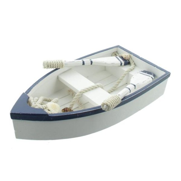 Cepewa Dekoration Ruderboot Marine Stil zum hinstellen Deko Blau Weiß 33,2 cm x 8 cm x 20 cm