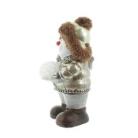 Iko Import Led Figuren Weihnachtsmann Schneemann mit Led Schneekugel stehend Bronze 12 cm x 24 cm x 14 cm