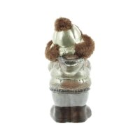 Iko Import Led Figuren Weihnachtsmann Schneemann mit Led Schneekugel stehend Bronze 12 cm x 24 cm x 14 cm