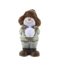 Iko Import Led Figuren Weihnachtsmann Schneemann mit Led Schneekugel stehend Bronze 12 cm x 24 cm x 14 cm