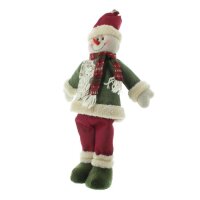 Iko Import Schneemann sitzend Weihnachtsdekoration Winterdekoration Rot 26 cm x 48 cm x 13 cm