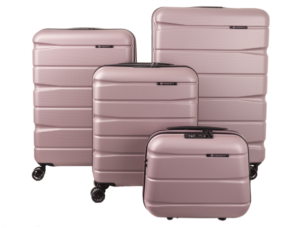 Franky A-B-S13 4er Kofferset 55/66/76 mit Beautycase Hartschalenkoffer Spinner mit TSA-Schloss Gr. S/M/L  Shiny Rose