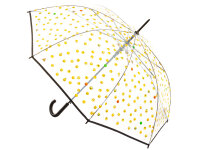 Happy Rain Long AC Regenschirm transparent mit Emojis