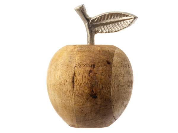 Noor Living Deko Holz Apfel aus Mangoholz & Aluminium massiv Ø ca. 9 cm