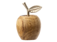 Noor Living Deko Holz Apfel aus Mangoholz &amp; Aluminium massiv &Oslash; ca. 7cm